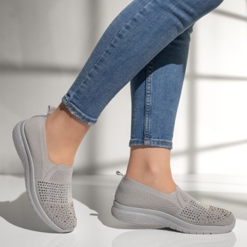 Espadrile sport dama cu strasuri aplicate gri MOD13178, 3, modlet.ro