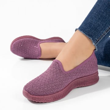 Espadrile sport dama cu strasuri din material textil mov ZEF10997, 2, zeforia.ro