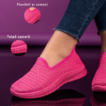 Espadrile sport dama cu strasuri din material textil roz ZEF10997, 3, zeforia.ro