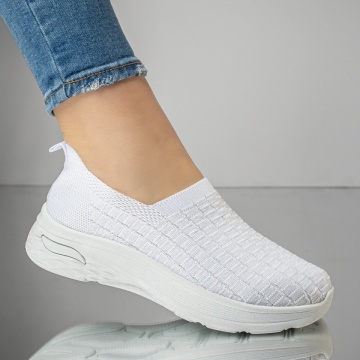 Espadrile sport dama cu talpa groasa albe EMA10, 4, modlet.ro