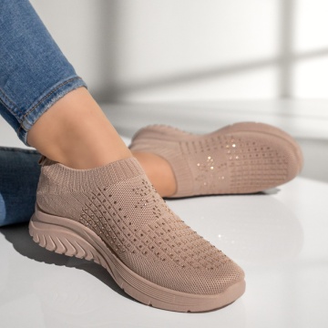 Espadrile sport dama cu talpa groasa si strasuri roz deschis MOD13177, 4, modlet.ro
