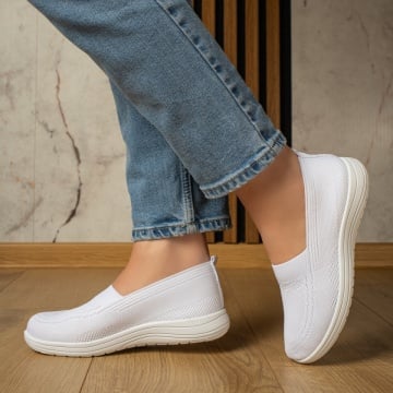 Espadrile sport dama cu talpa joasa si perforatii albe ZEF13056, 2, zeforia.ro