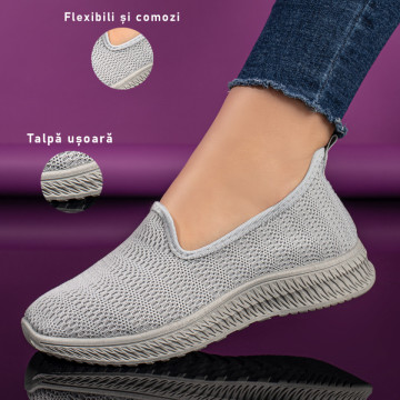 Espadrile sport dama din material textil gri MOD09088, 3, modlet.ro