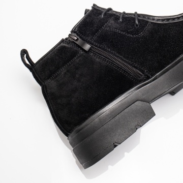 Ghete barbati cu siret elastic negre suede din Piele naturala MOD13988, 4, modlet.ro