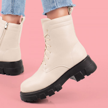 Ghete bej dama cu siret si fermoar MOD06825, 1, modlet.ro