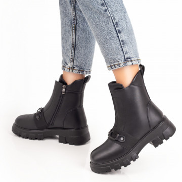 Ghete cu fermoar negre si talpa groasa dama MOD07373, 2, modlet.ro
