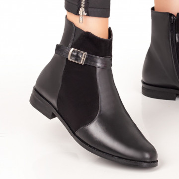 Ghete dama cu catarama negre din Piele naturala MOD07599, 1, modlet.ro