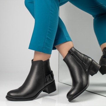 Ghete dama cu fermoar negre din Piele naturala MOD10370, 1, modlet.ro