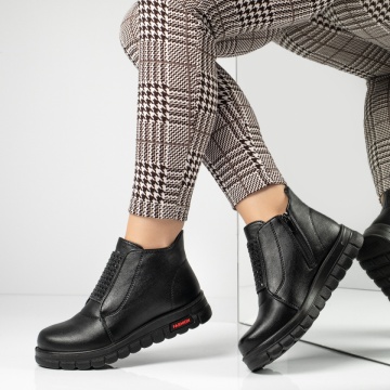 Ghete imblanite, Ghete dama cu fermoar negre MOD12205, modlet.ro