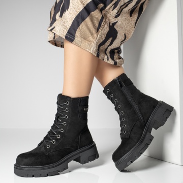 Ghete dama cu fermoar negre suede MOD12272, 2, modlet.ro
