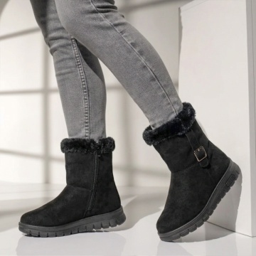 Ghete dama cu fermoar negru suede MARA41