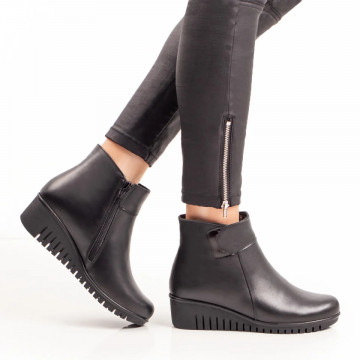 Ghete dama cu platforma negre din Piele naturala cu fermoar MOD07270, 4, modlet.ro