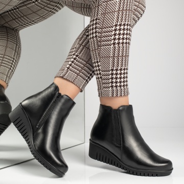 Ghete dama cu platforma negre din Piele Naturala MOD12570, 3, modlet.ro