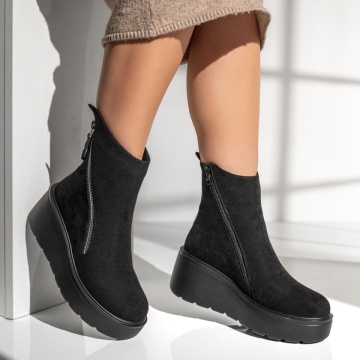 Ghete dama cu platforma si fermoar negru suede MOD12788, 3, modlet.ro