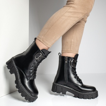 Ghete dama cu siret si fermoar negre MOD06924, 3, modlet.ro