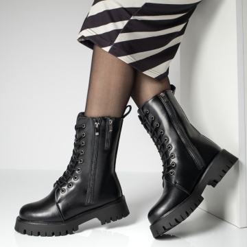 Ghete dama cu talpa groasa negre MOD12751, 2, modlet.ro