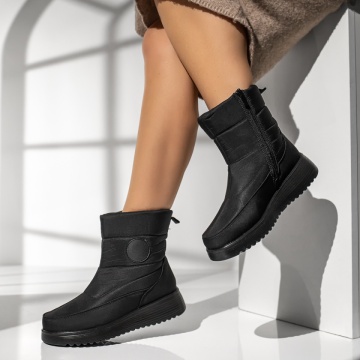 Ghete Dama, Ghete dama cu talpa groasa si fermoar din fas negre MOD13997, modlet.ro