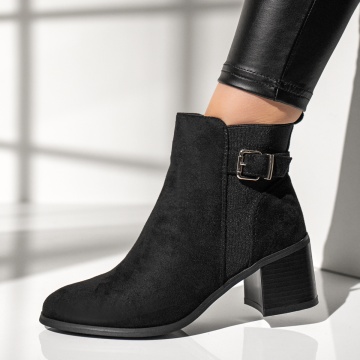 Ghete dama cu toc gros negru suede ZEF12643, 2, zeforia.ro