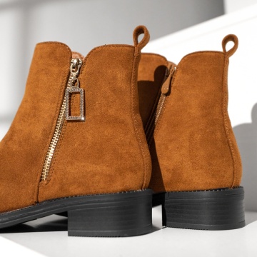 Ghete dama cu toc mic si fermoar maro suede MOD12870, 4, modlet.ro