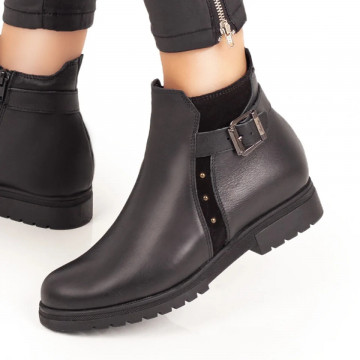 Ghete dama negre cu fermoar din Piele naturala MOD07492, 3, modlet.ro