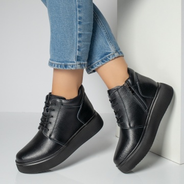 Ghete dama negre din Piele Naturala MOD12219, 1, modlet.ro