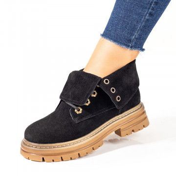 Ghete dama negre suede cu talpa groasa MOD10060, 2, modlet.ro