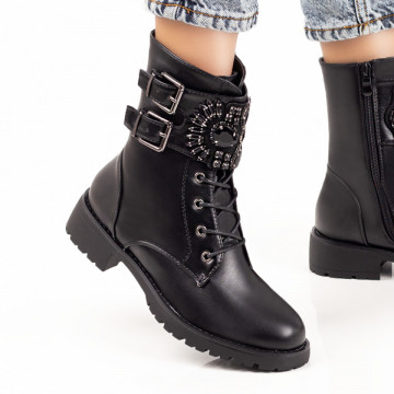 Ghete negre dama cu siret si fermoar MOD07218, 1, modlet.ro