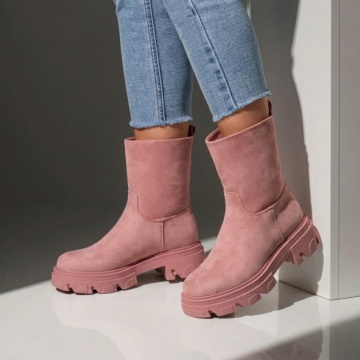 Ghete Dama, Ghete roz suede dama cu talpa groasa MOD07525, modlet.ro