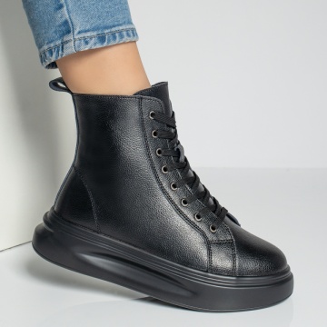 Ghete sport dama negre din Piele Naturala MOD12220, 3, modlet.ro