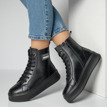 Ghete sport dama negre din Piele Naturala MOD12221, 1, modlet.ro