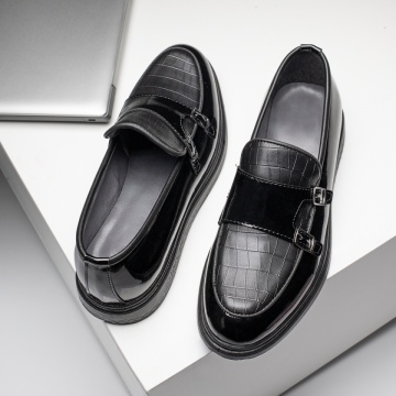 Mocasini negri barbati cu imprimeu si aspect lucios MOD11682, 1, modlet.ro