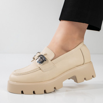 Panofi casual dama cu talpa groasa bej MOD11060, 1, modlet.ro