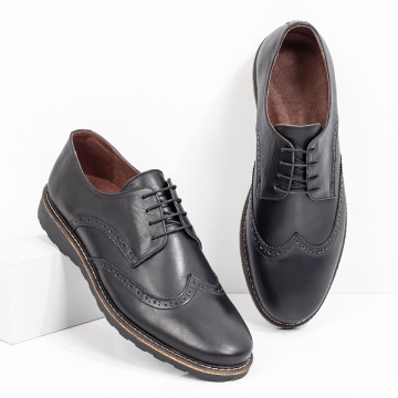 Pantofi barbatesti eleganti cu siret din Piele naturala negri MOD03546, 2, modlet.ro