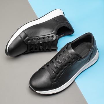 Pantofi barbati casual negri cu talpa alba din Piele Naturala MOD11916, 1, modlet.ro