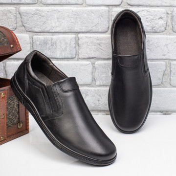 Pantofi casual barbati negri din Piele naturala MOD11273, 3, modlet.ro