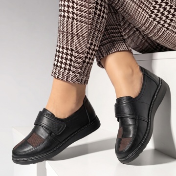 Pantofi casual cu talpa joasa si inchidere cu scai negri IOANA9, 2, modlet.ro