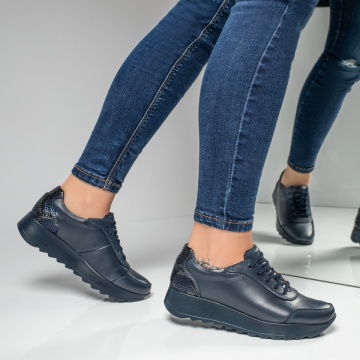 Pantofi casual dama albastri din Piele naturala MOD00430, 4, modlet.ro