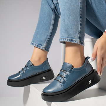Pantofi casual dama albastri din Piele naturala MOD11125, 2, modlet.ro
