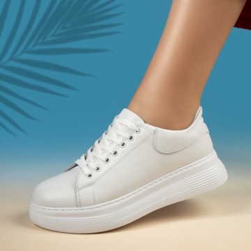 Pantofi casual dama albi din Piele naturala MOD12056