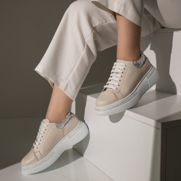 Pantofi casual dama bej din Piele naturala MOD08254, 4, modlet.ro