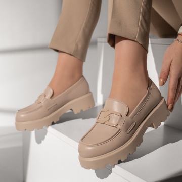 Pantofi casual dama cu accesoriu decorativ bej MOD13093, 2, modlet.ro
