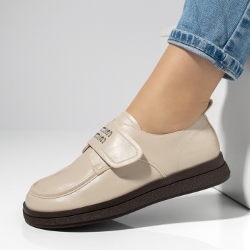Incaltaminte dama, Pantofi casual dama cu inchidere cu scai bej IRIS18, modlet.ro