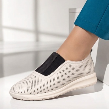 Pantofi dama, Pantofi casual dama cu insertie de material elastic bej MOD08338, modlet.ro