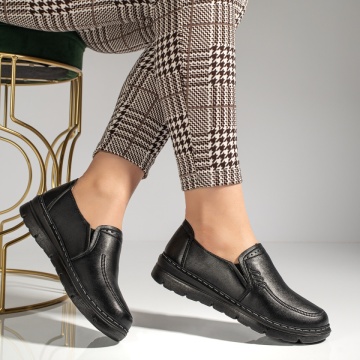 Pantofi casual dama cu insertie de material elastic negri MOD12984, 3, modlet.ro