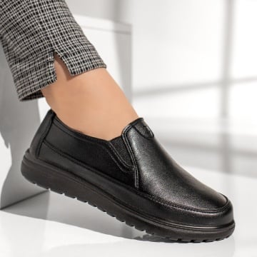 Pantofi casual dama cu insertie de material elastic negri MOD13073, 4, modlet.ro