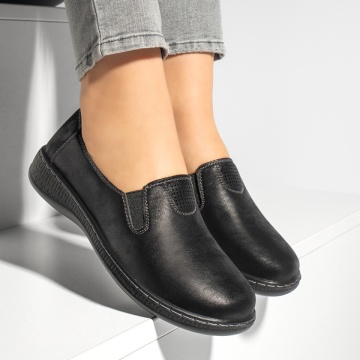 Pantofi casual dama cu insertie de material elastic negri MOD13151, 3, modlet.ro