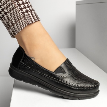 Pantofi casual dama cu insertie de material elastic negri ZEF13232, 1, zeforia.ro