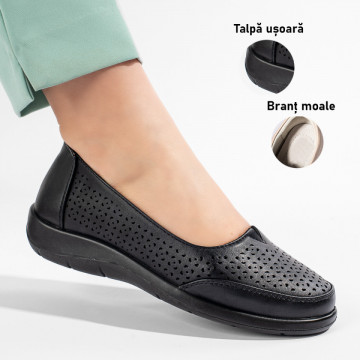Pantofi casual dama cu perforatii negri MOD11237, 3, modlet.ro