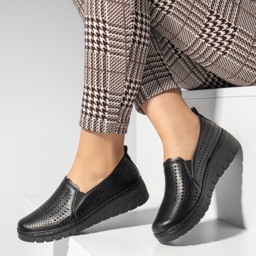 Pantofi casual dama cu perforatii negri MOD13352, 4, modlet.ro