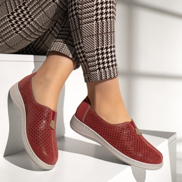 Pantofi casual dama cu perforatii rosii ZEF13315, 4, zeforia.ro